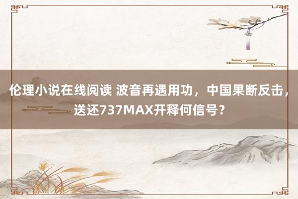 伦理小说在线阅读 波音再遇用功，中国果断反击，送还737MAX开释何信号？