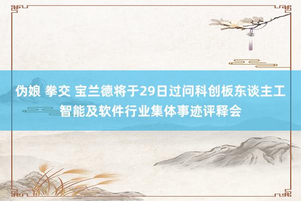 伪娘 拳交 宝兰德将于29日过问科创板东谈主工智能及软件行业集体事迹评释会