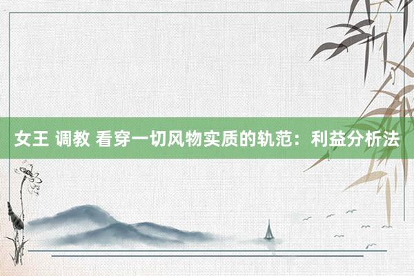 女王 调教 看穿一切风物实质的轨范：利益分析法