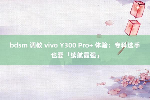 bdsm 调教 vivo Y300 Pro+ 体验：专科选手也要「续航最强」